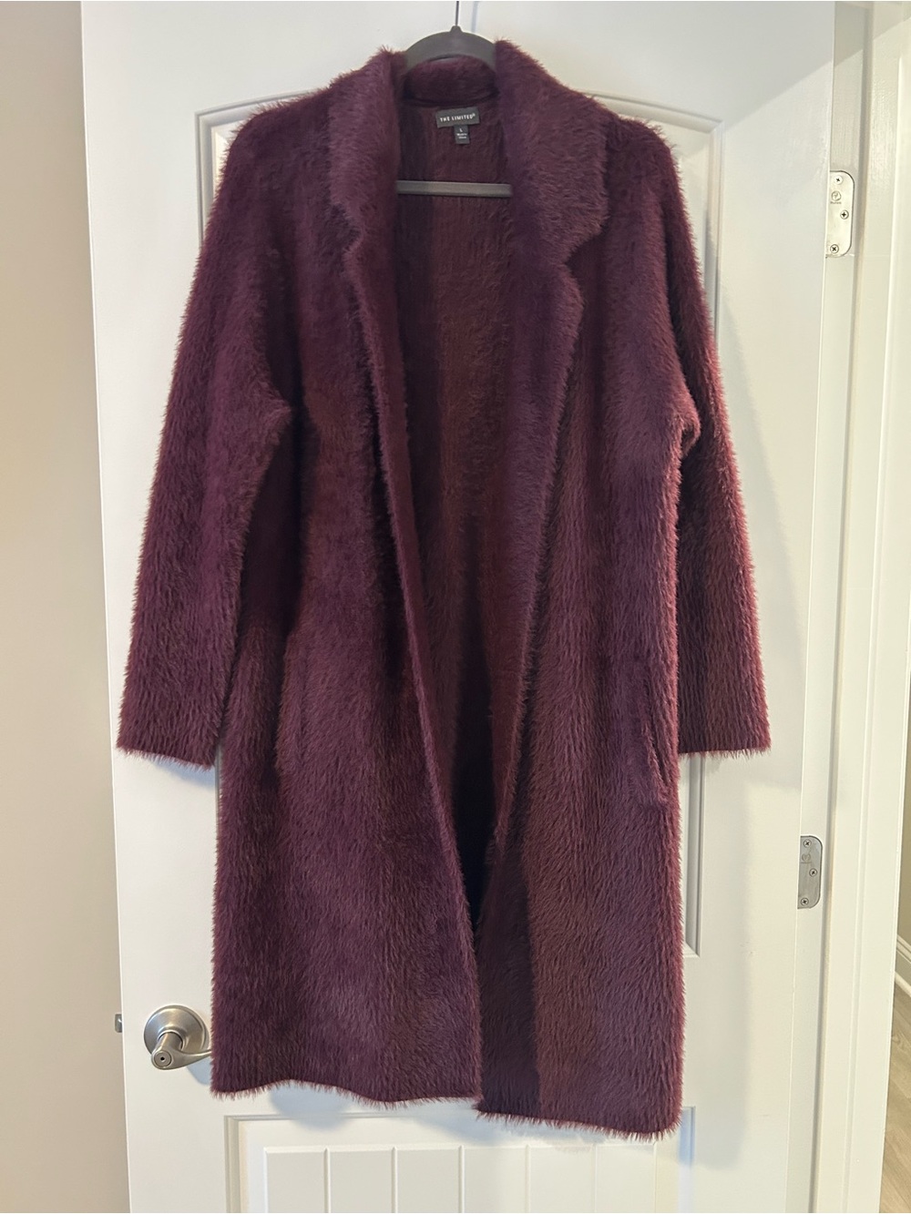 The Limited Plush Long Sweater Coat in Deep Wine